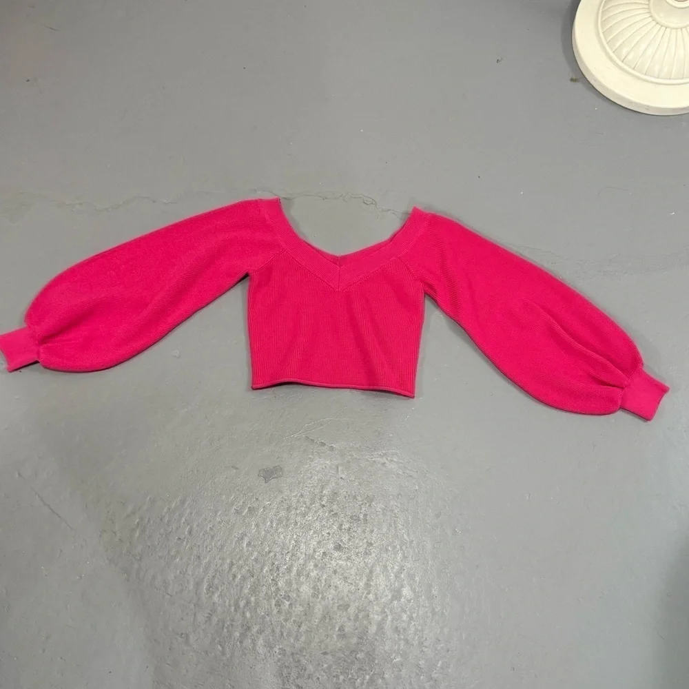 ZARA | Balloon Sleeve Crop Sweater